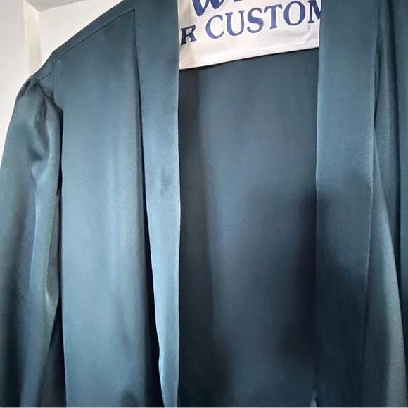 Eloquii Teal Long Sleeve Wrap Dress with pearl buttons - Picture 9 of 10